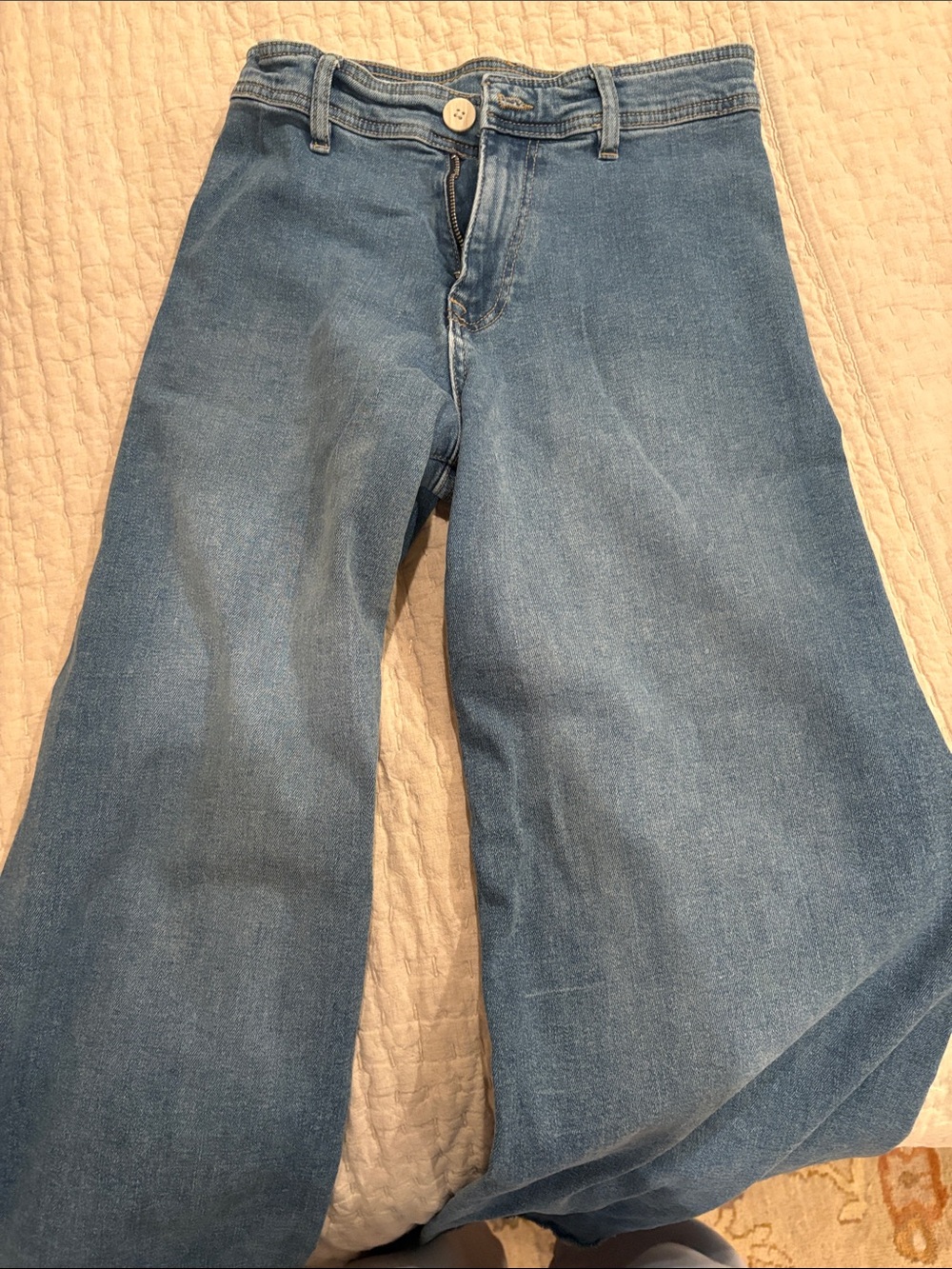 Zara Light Blue Wide-Leg Denim Jeans